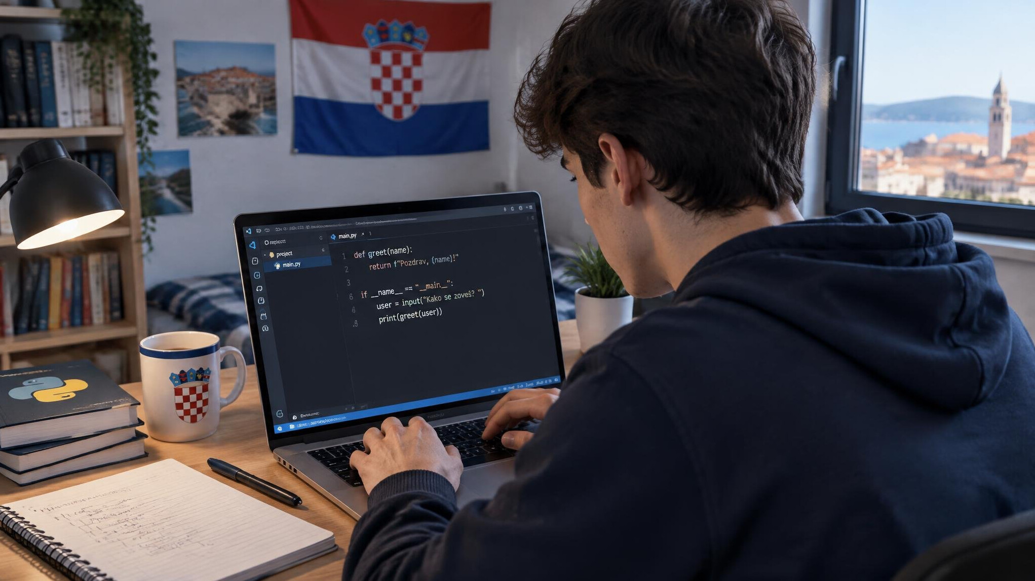 croatian student learning to code