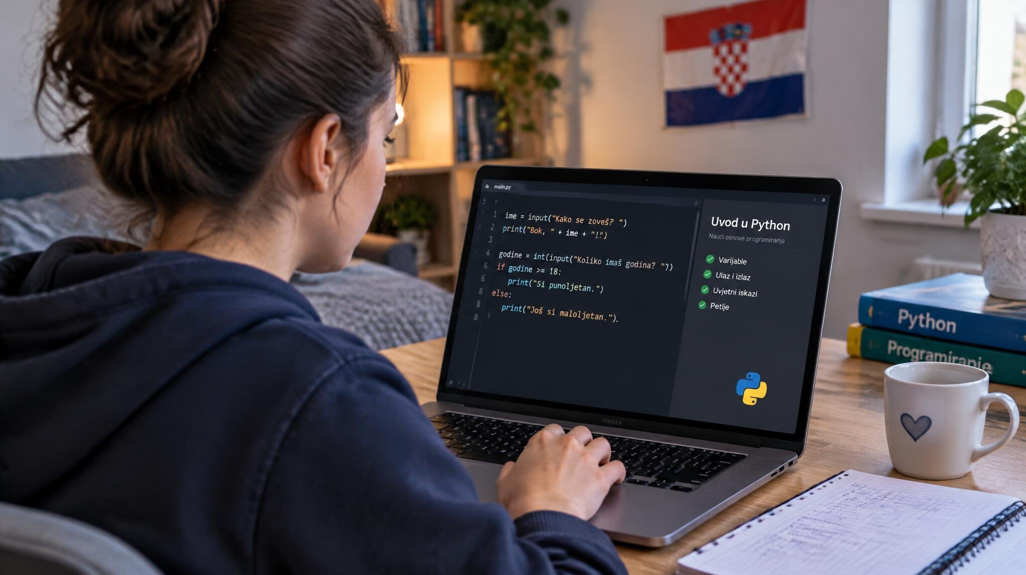 student learning programming in croatian