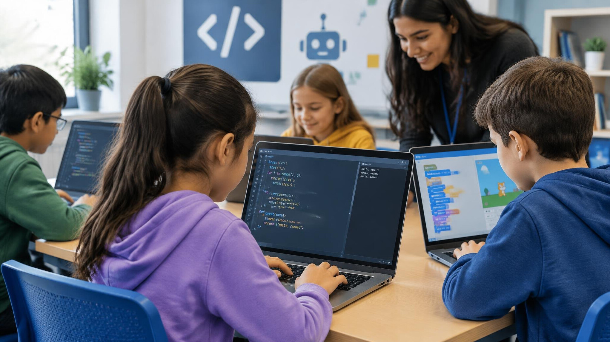children learning programming