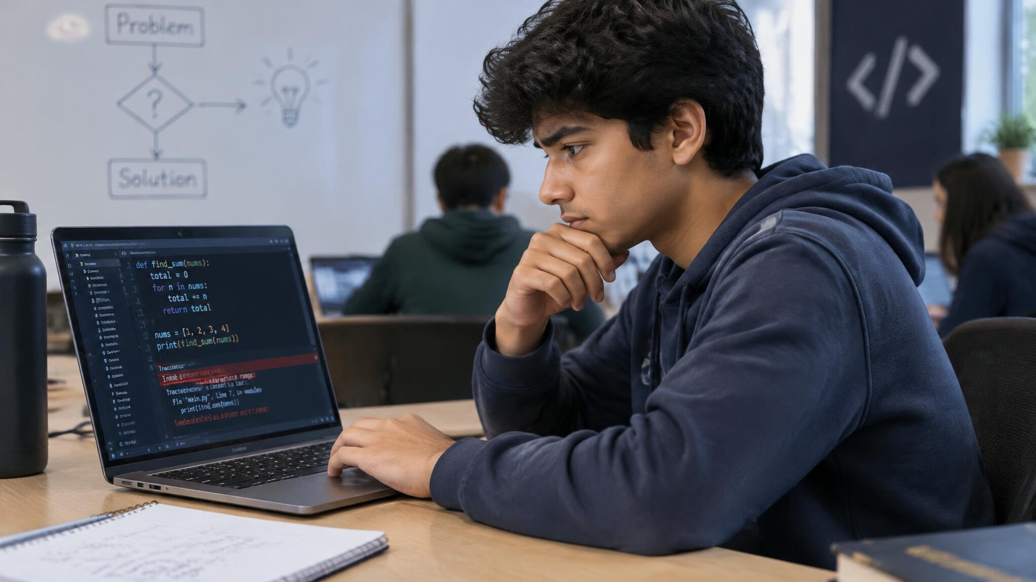 teenager solving coding problem