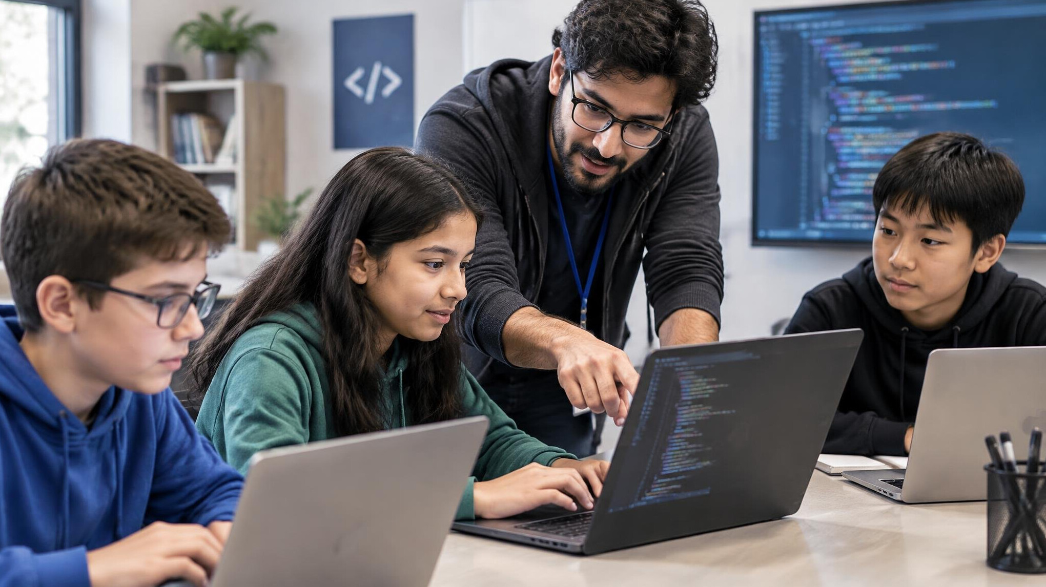 instructor teaching coding class