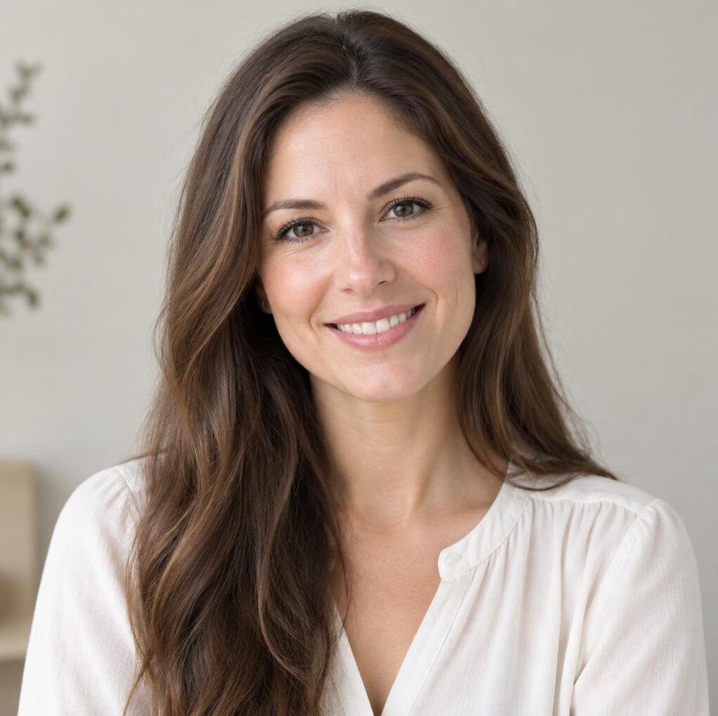 Portrait of a smiling woman with long hair