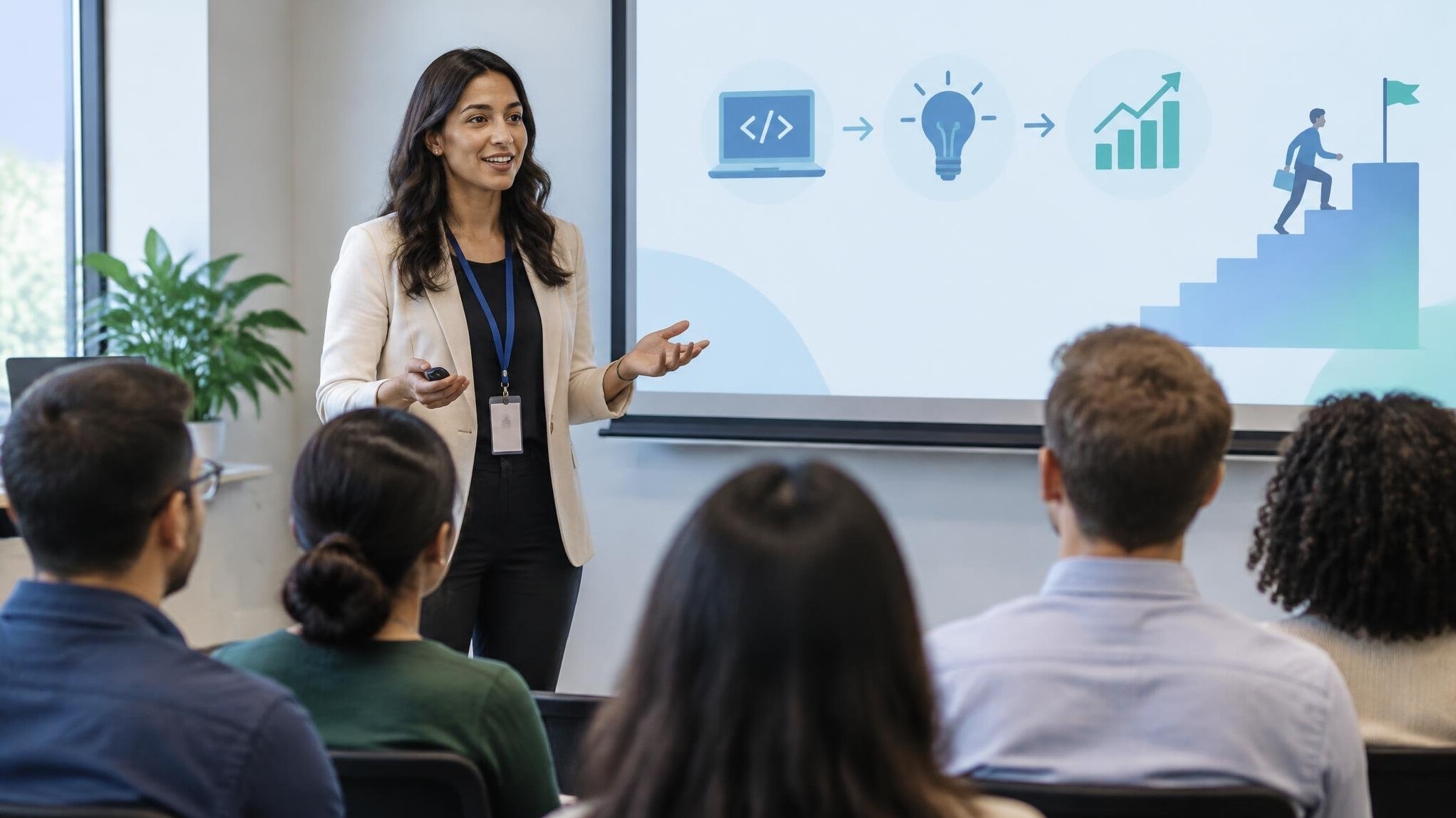 woman presenting at workshop